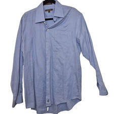 Nordstrom Mens Long Sleeves Button Up Shirt Light Blue Geometric Size 16.5 34 A7