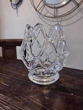    Mid century Murano Glass LATTICE WEB Art Glass Vase Hand Pulled Glass 9  x8  