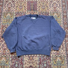 VTG 80s 90s Russell Athletic High Cotton Crewneck Sweatshirt Navy Blue USA M-L