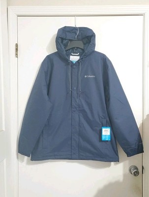 NWT Columbia Mens Cedar Cliff Omni-Tech Waterproof Hooded Jacket Navy L WM2319
