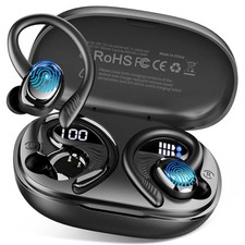 Wireless Earbuds Bluetooth 5.4 Headphones Sport, 2025 A-Glossy black