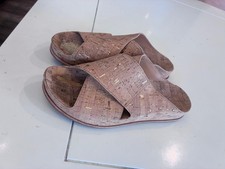 Womens kork ease Criss Cross Slides Sandals 8M Tan Gold Fleck Platform