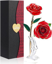 Gold Dipped Rose 24K Red Gold Plated Rose - Everlasting Long Stem Real Rose Exqu