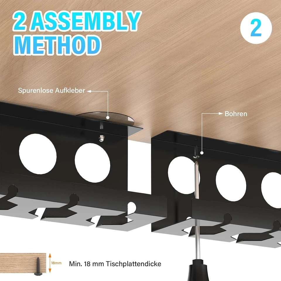 Kabelkanal Schreibtisch Tisch Kabelwanne Kabelmanagement Schreibtisch Organizer - Bild 4 von 4