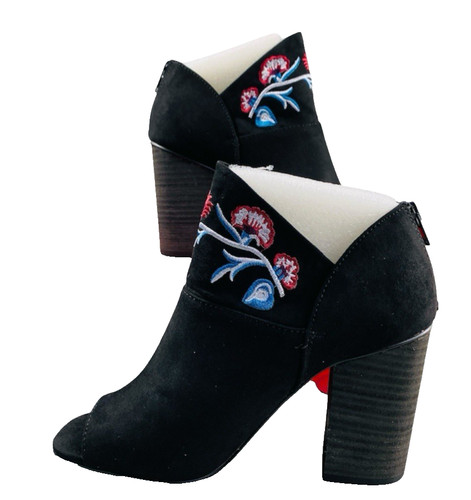 Carlos By Carlos Santana Talana Embroidered Peep-Toe 9 Booties, $99 Black