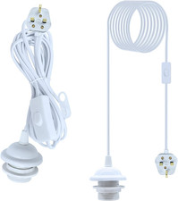 Plug in Pendant Lighting,2Pcs Hanging Light with 4.5M Cable,E27 White Pendant Li