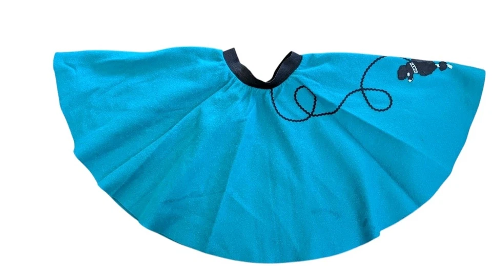 Niñas Caniche Falda Azul Aqua Fieltro Negro Perro Años 50 Retro Disfraz 5 6 Calcetín Hop  Foto 4 de 4