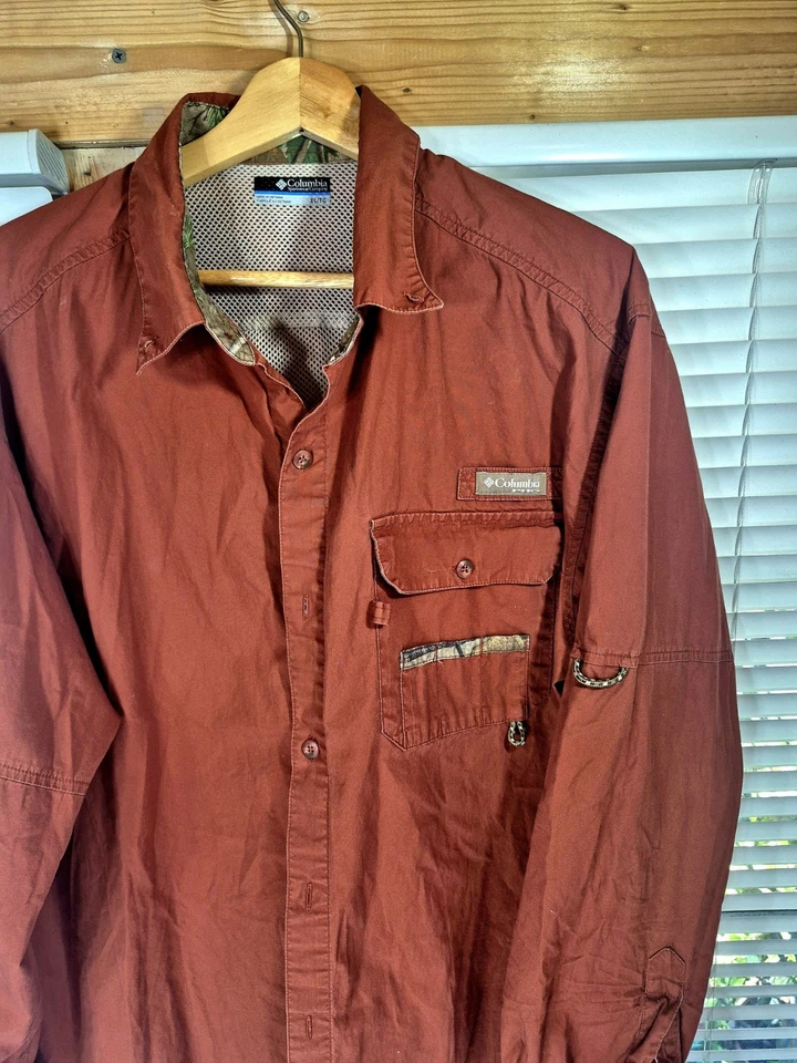 Columbia PHG XL Hunting Shirt Rust Realtree Camo Trim Quick Dry Outdoor Gear - Image 4 of 4