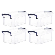 Clear Storage Bins with Lids, Stackable Storage Box with Latches and Handles,...