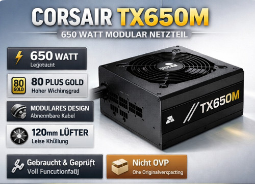 Corsair TX-M Series TX650M ATX Netzteil 650 Watt RPS0069 Modular Pc Teile