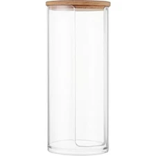 Cotton Pad Organizer with Wooden Lid, Transparent BoxUp