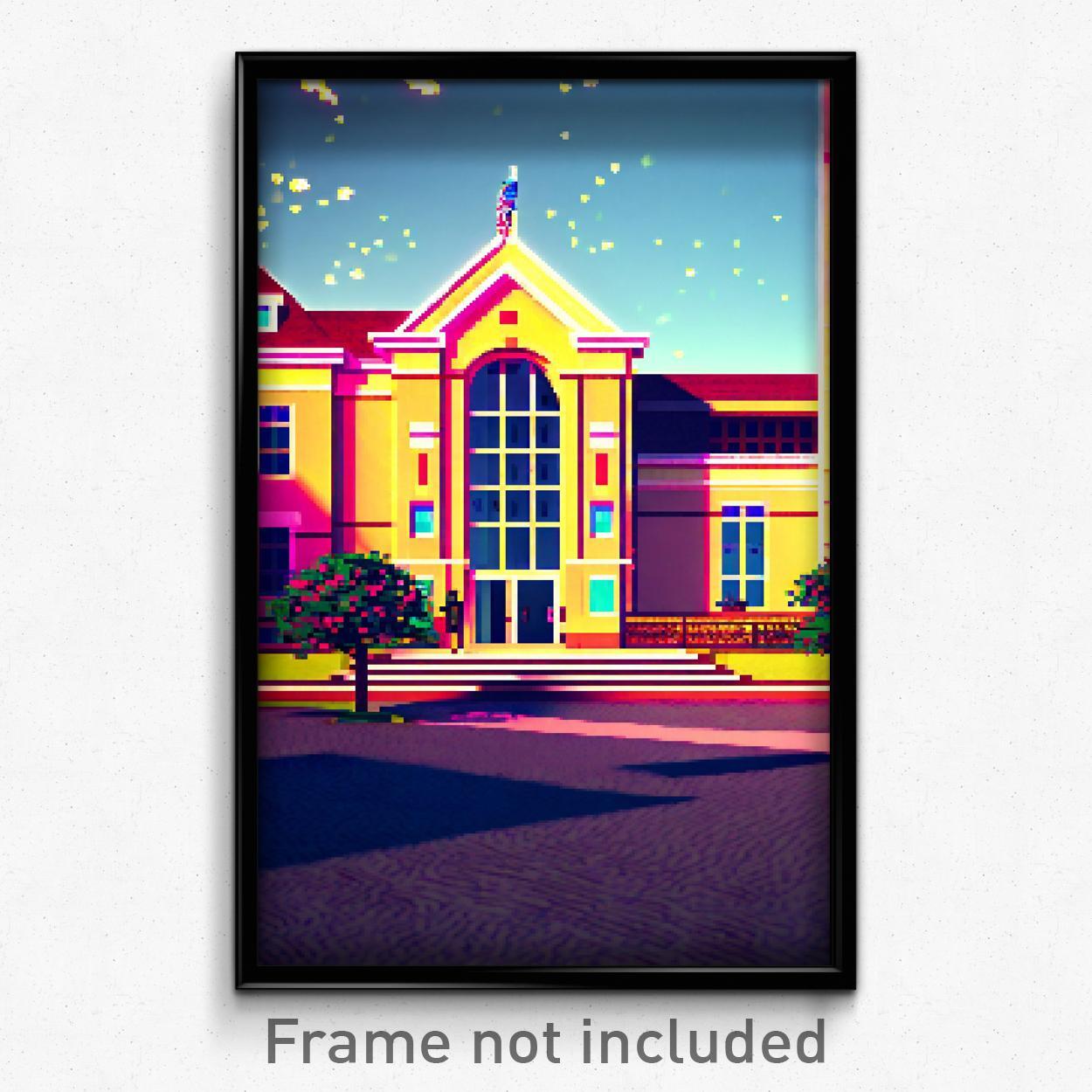 8-Bit Pixel Art Poster - Mellow Campus Psychedelic Trippy Gamer Print