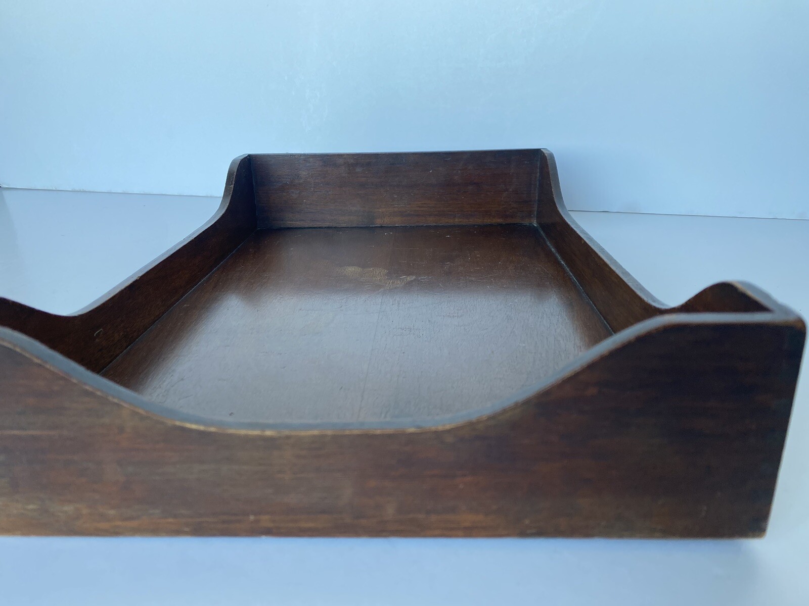 Vintage Wood Legal Tray Desk File Dovetail Corners 10x15 Felt Bottom-image