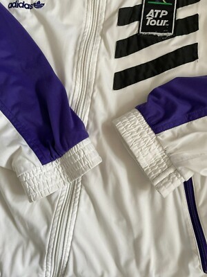Vintage 90s Adidas ATP Tour White Jacket Track Sweatshirt Zip Rare
