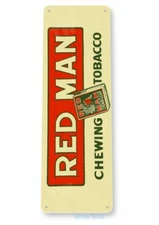 RED MAN 11X4 TIN SIGN TOBACCO SNUFF CIGARETTE CIGAR TOBACCIANA POUCH CHEWING