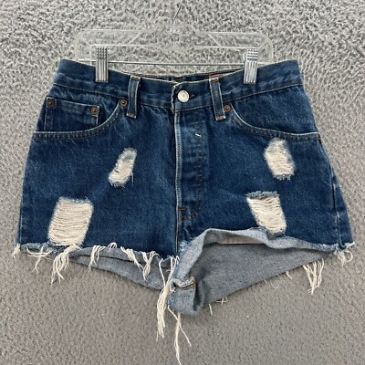 Levis 501 Shorts Womens 26 Button Fly CutOff Booty High Rise Jean Denim