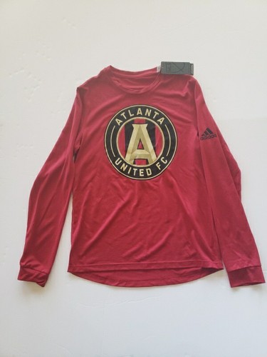 NWT ADIDAS Atlanta United FC MLS Men's Long Sleeve Red Logo T-Shirt Size SMALL - Afbeelding 1 van 8