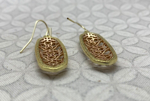 Kendra Scott Brenna Earrings in Rose Gold Filigree Gold tone logo used drop - Picture 4 of 7