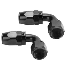 2Pcs AN6 6AN Swivel Hose End Fitting Adaptor 90° Degree For Oil Fuel Line Black