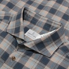 Emanuel Berg NWOT Casual Button Down Shirt Size 18 46 2XL In Blue Plaid
