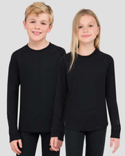 Terramar Kids' 2.0 Thermapeak Heritage Midweight Thermal Crew Shirt - Black
