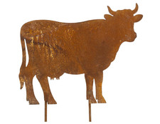 Metall Stecker Kuh zum Stecken Edelrost Rostfigur Gartenstecker Made in Europa
