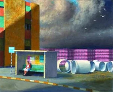 The Bus Stop By Jeffrey Smart Quality Print - Frame Me