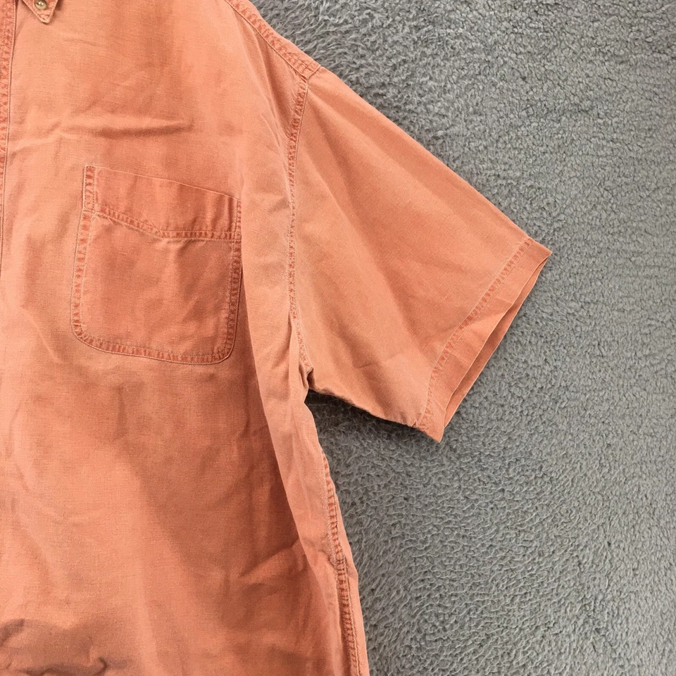 Chester Field Short Sleeve Shirt Mens XL Orange Cotton Button Down Chest Pocket - Image 3 of 4