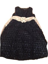 beautiful navy blue fancy dress with roses and grey flower sash Size 7