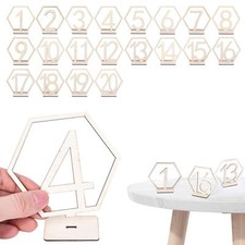 Wooden Hexagon Table Numbers with Holder Base For Wedding Table Decoration 1-...