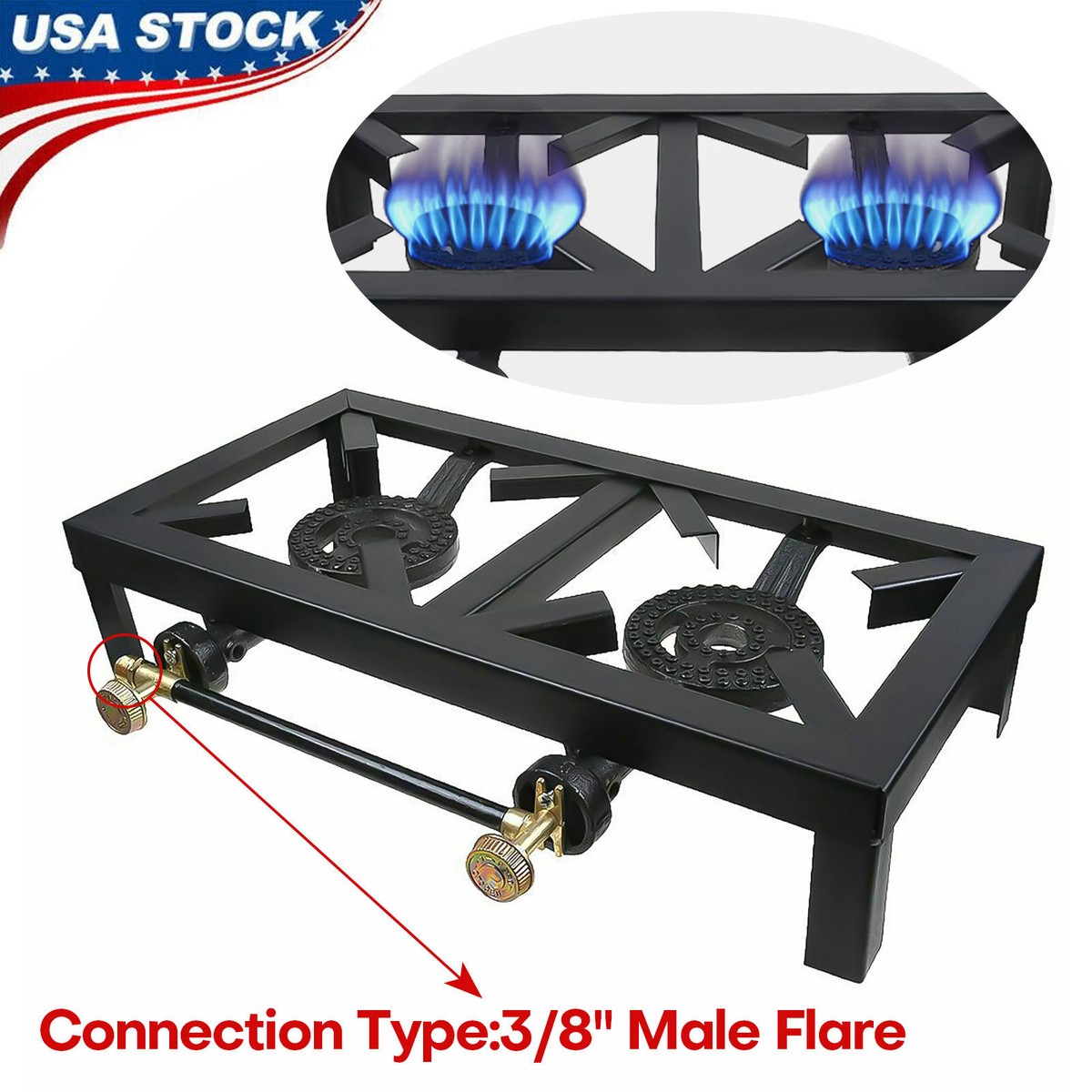 Portable Camping Double Burner Cast Iron Propane Gas LPG Stove