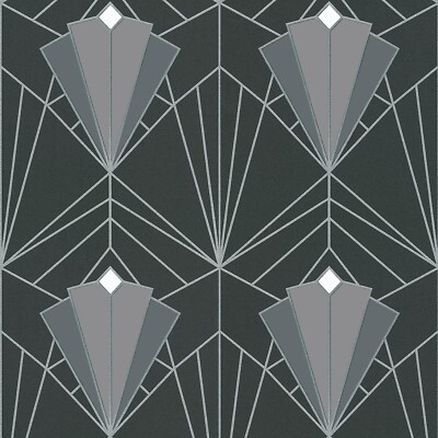 Debona Isadora Art Deco Retro Glitzer Struktur Schwarz Grau Silber Tapete 2494