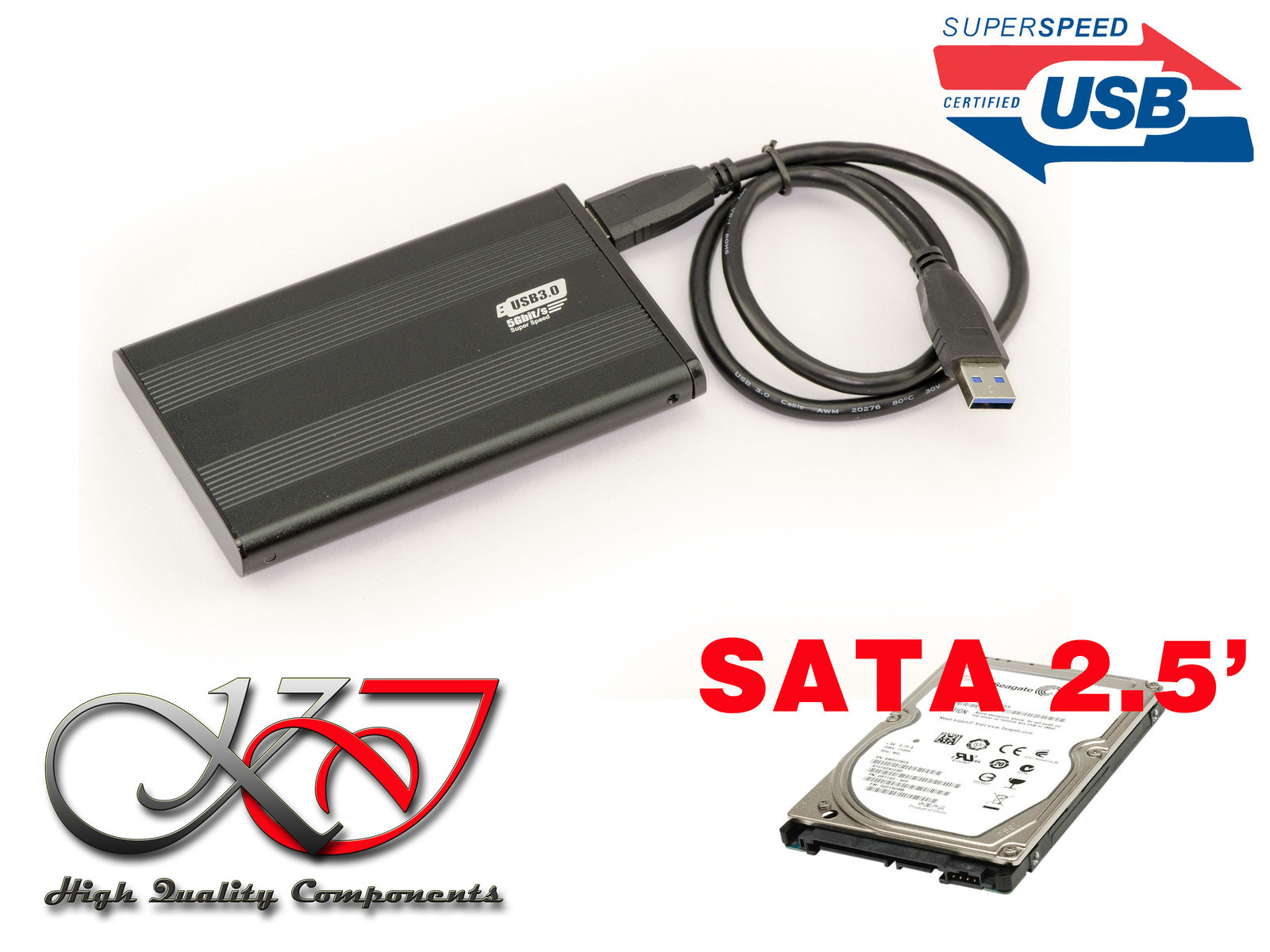 Case Alluminio per Disco Rigido SATA 2.5 " USB3 Superspeed