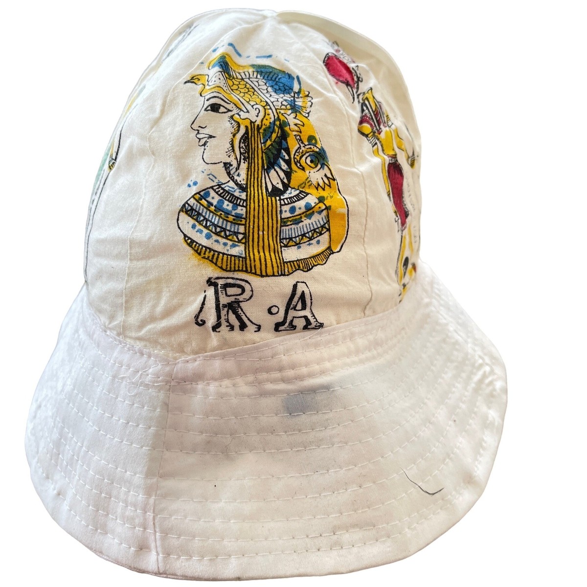 Vintage Bucket Hat White Souvenir Egypt Ancient Egyptian  display picture 3