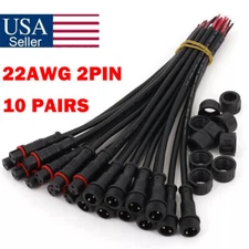 10Pairs 2Pin Waterproof IP65 22AWG LED Strip Male and Female Cable Connector US