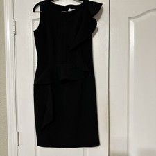 CALVIN KLEIN Black Sleeveless Ruffle Dress Size 6