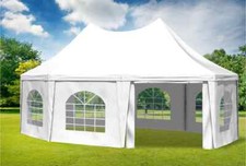 Gartenpavillon 5x6,8m PVC Weiß Pagode Partyzelt Wasserdicht Fenster Eventzelt