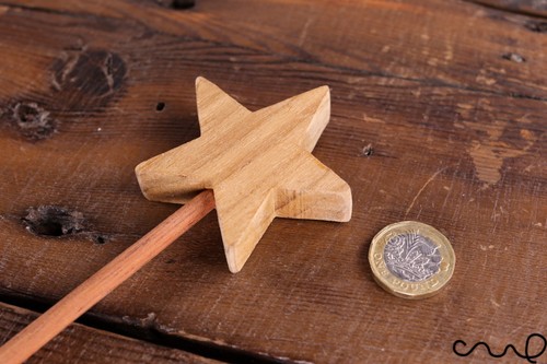 Handmade Wooden Star Wand Natural Wood Gold Home Decor Gift Wedding Solid Timber - Afbeelding 14 van 15