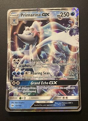 primarina pokemon card value POKEMON TCG PRIMARINA GX 42/149 ULTRA RARE SUN AND MOON BASE!!