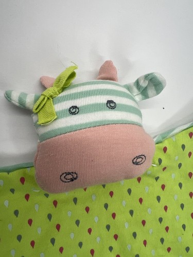 Organic Farm Buddies Baby Security Blanket Cotton Dreamy Cow Lovey 10 Inch - Picture 3 of 16
