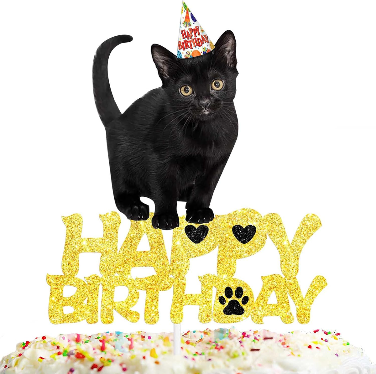 Glitter Cat Hat Cake Topper Cute Party Decor