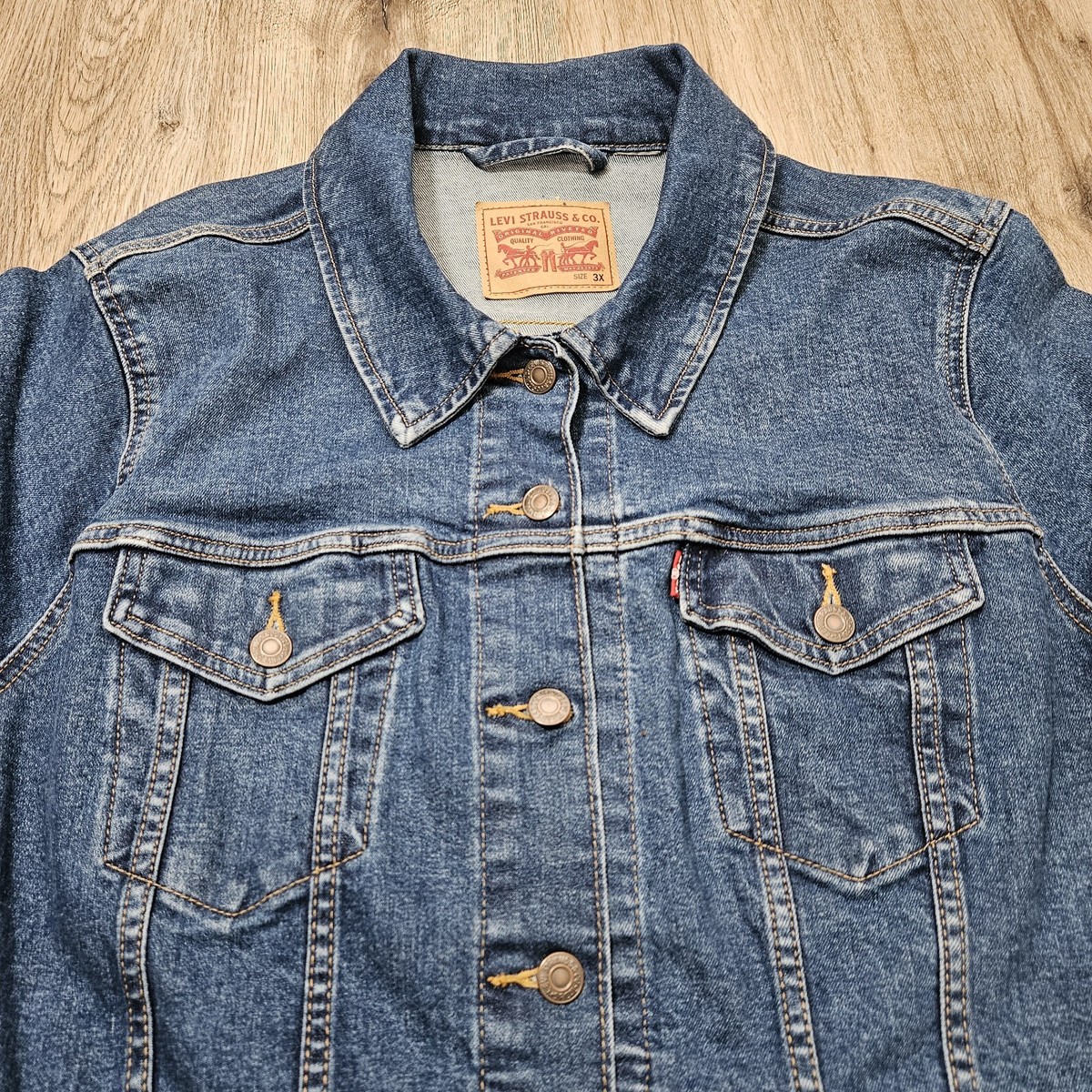 EDIFICE別注 Levi's Trucker Jacket XXL Levis Ex-Boyfriend Trucker Jacket Concrete Indigo