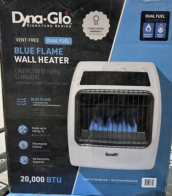 Dyna-Glo Signature Series Blue Flame Dual Fuel Vent Free Wall Heater 20000  BTU