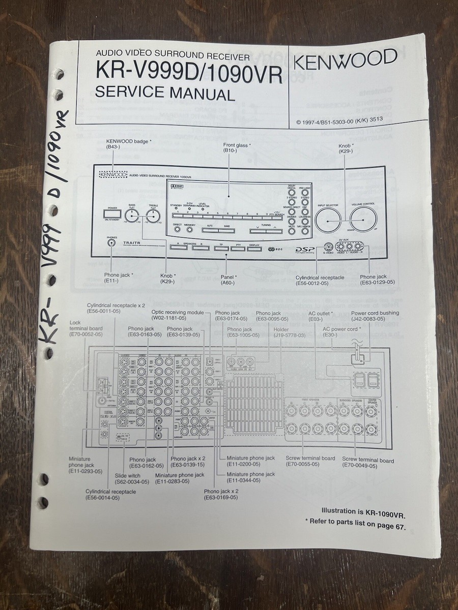 Kenwood KR-V999D KR-1090VR Receiver Service Manual *Original* | eBay