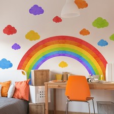 Wand Sticker Aufkleber Heim Dekor PVC Regenbogen Wolke Wohnzimmer Süß Modern