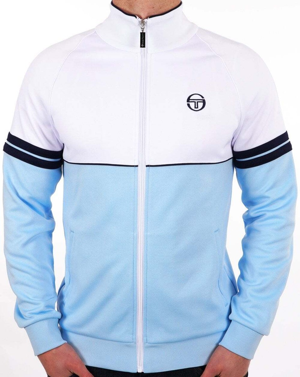 Sergio Tacchini Mens Orion Track Top Sky Blue/White- Retro
