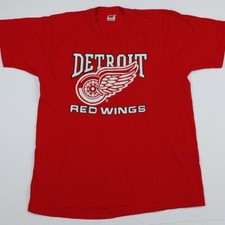Vintage 90s Detroit Red Wings Logo T Shirt Rare FOTL USA Made NHL Hockey Sport