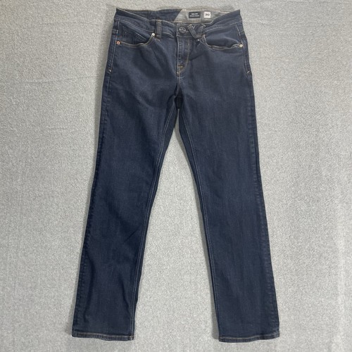 Volcom Jeans Straight Denim Mens Solver Modern Blue Stretch 29X27-Acual Size - Picture 4 of 22