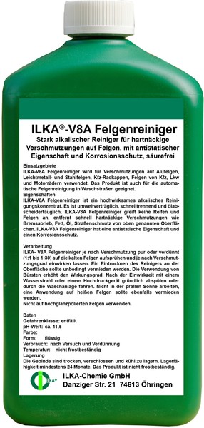 Ilka V8A Felgenreiniger Reinigungskonzentrat Alkalisch Korrosionsschutz 1 Liter-image