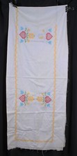 Vtg Stamped Embroidery Tablecloth Runner 21x98 Ready to Complete Heart Flowers